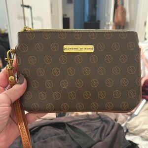 Adrienne Vittadini Brown Monogram Wristlet
